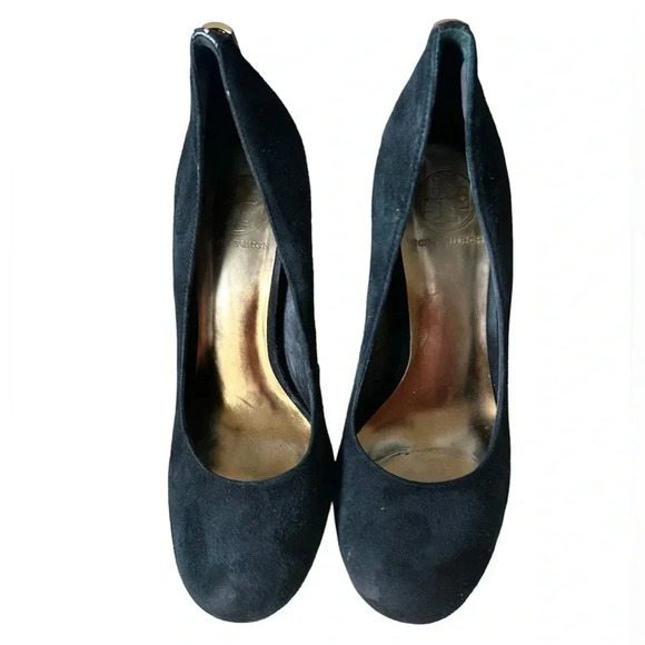 Tory Burch Black Suede Platform Pump. Size 8M Rounded Toe - Picture 1 of 8